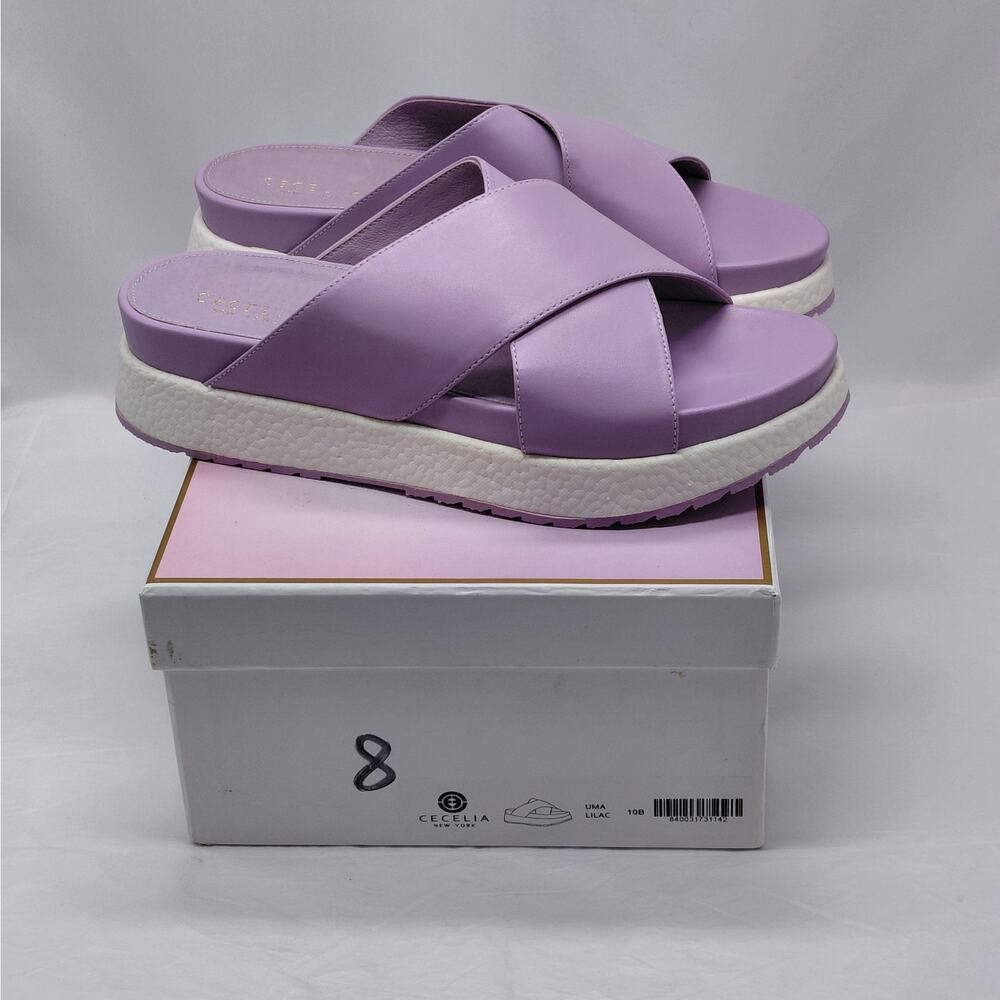Cecelia New York Womens Slide Sandals Sz 10 Purple Platform Summer Chic Vacation - Picture 11 of 12